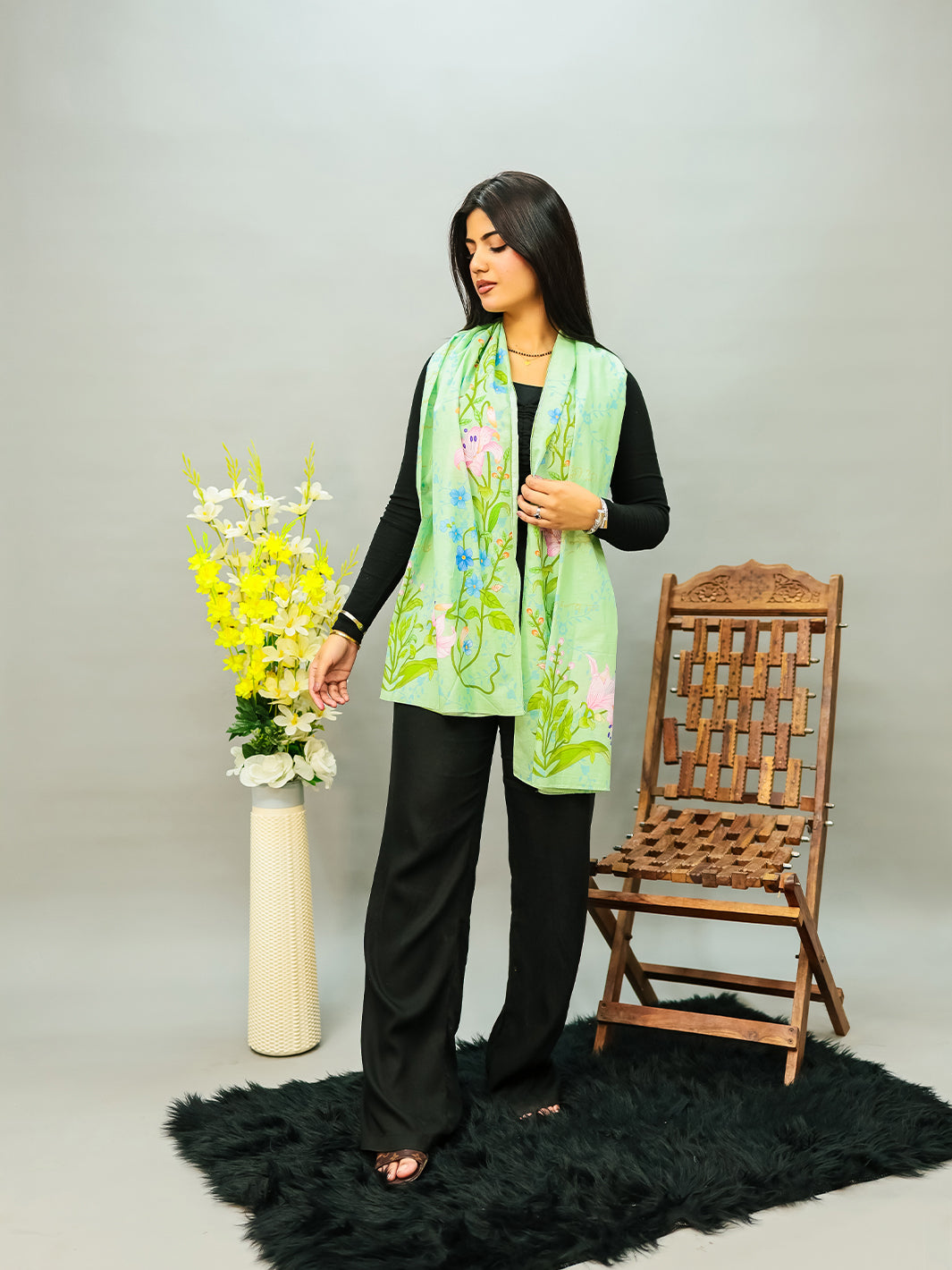 Aadat Stole (Crystal Green)