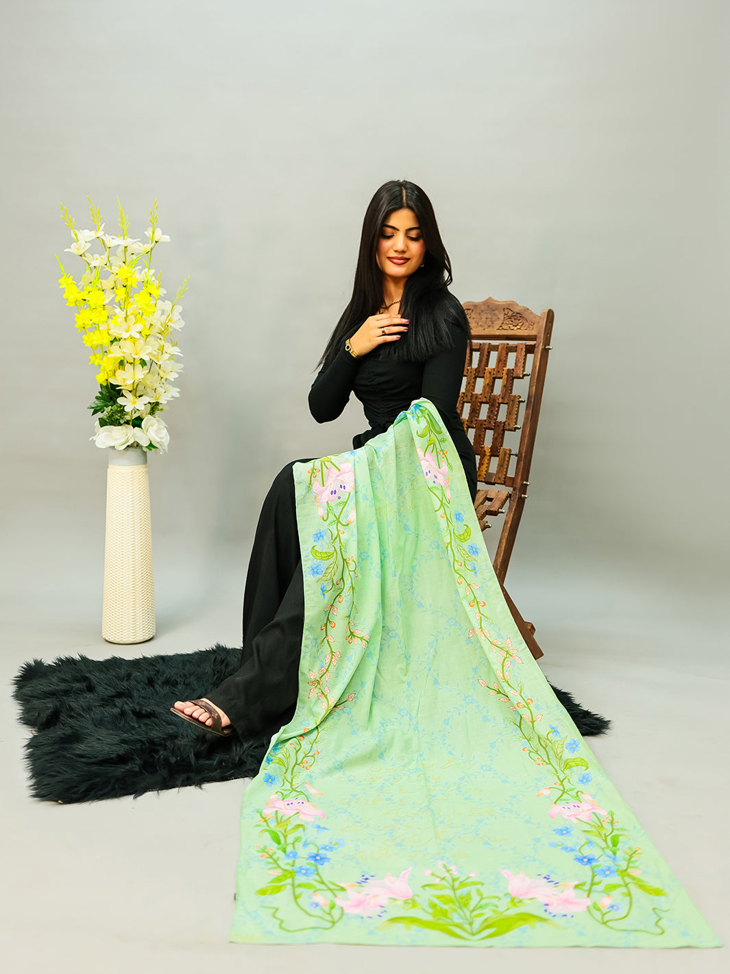 Aadat Stole (Crystal Green)