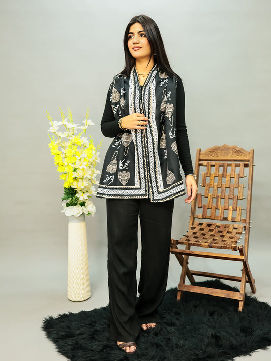 Jhumka Stole (Black n White)