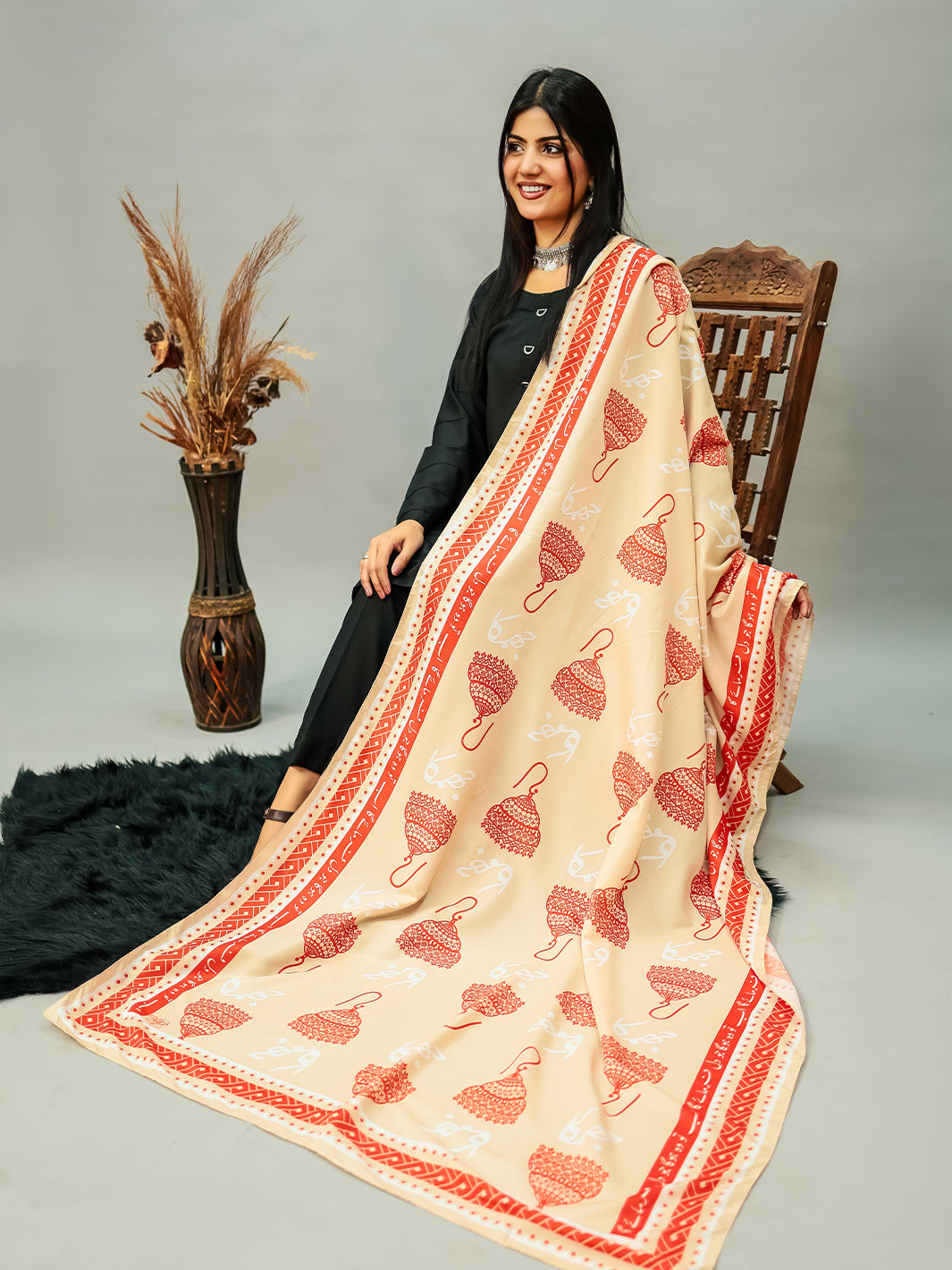 Jhumka Voile Dupatta (Skin)