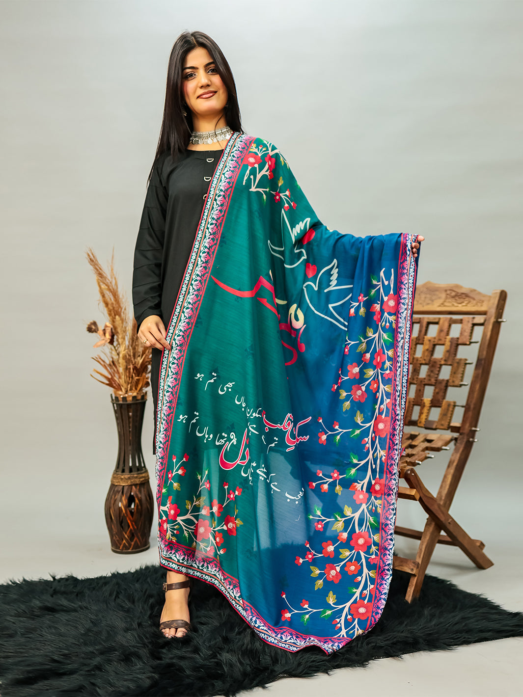 Humsafar Dupatta (Teal)
