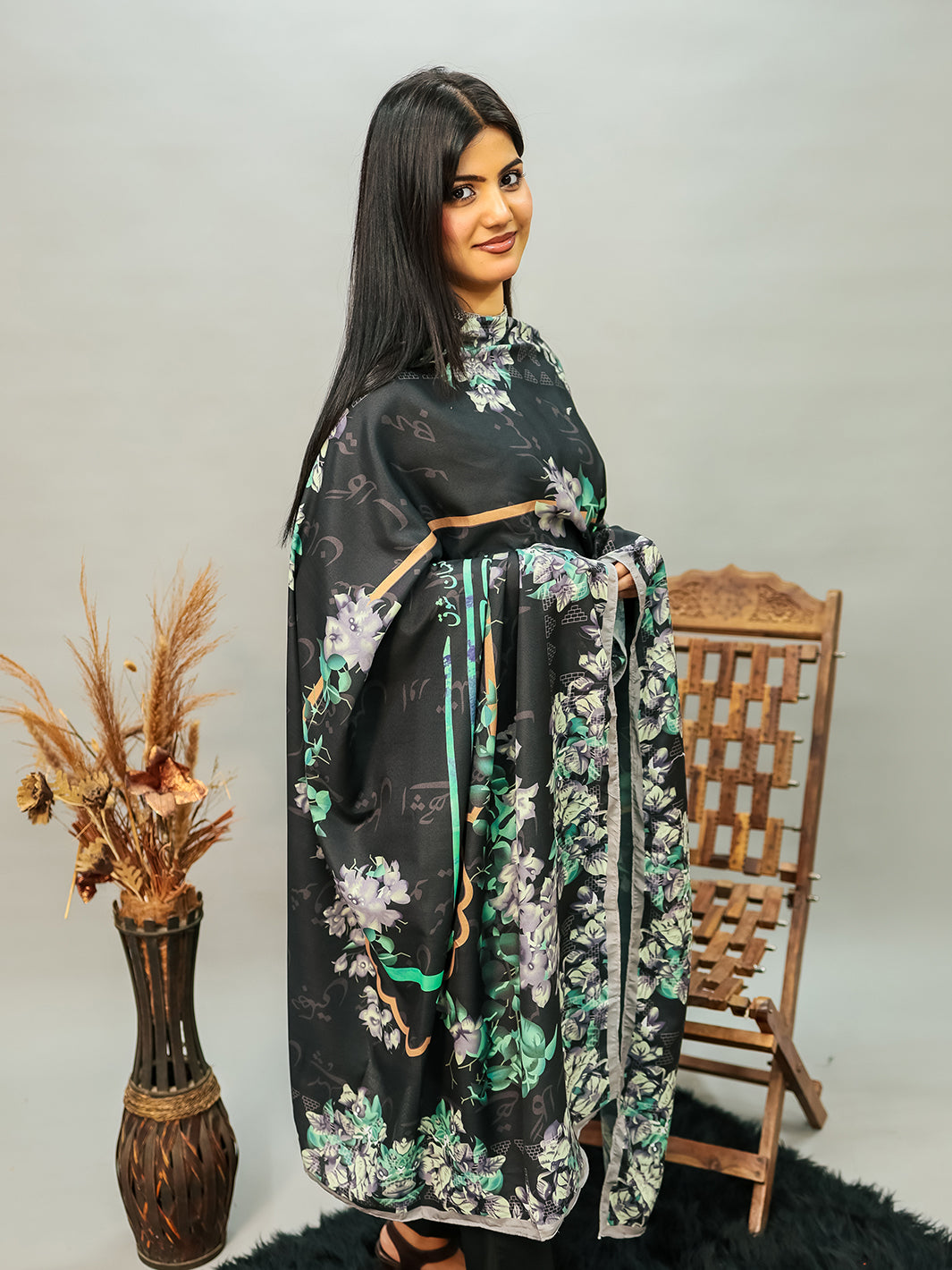 Gulaab Voile Dupatta (Black)