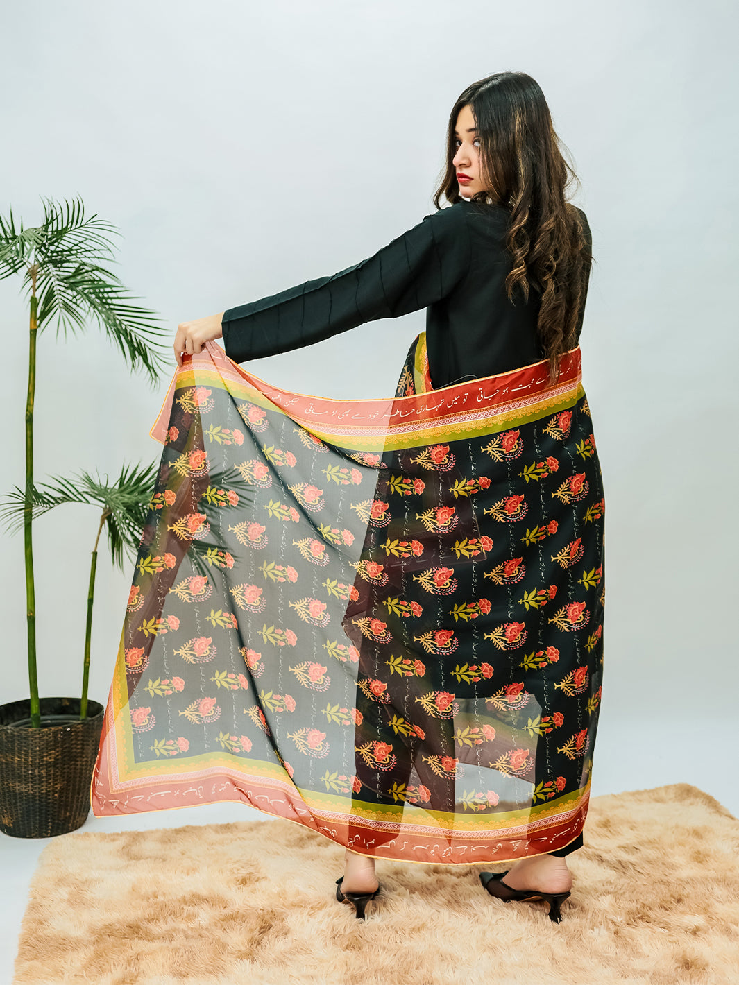 Khudse Premium Silk Dupatta(Black)