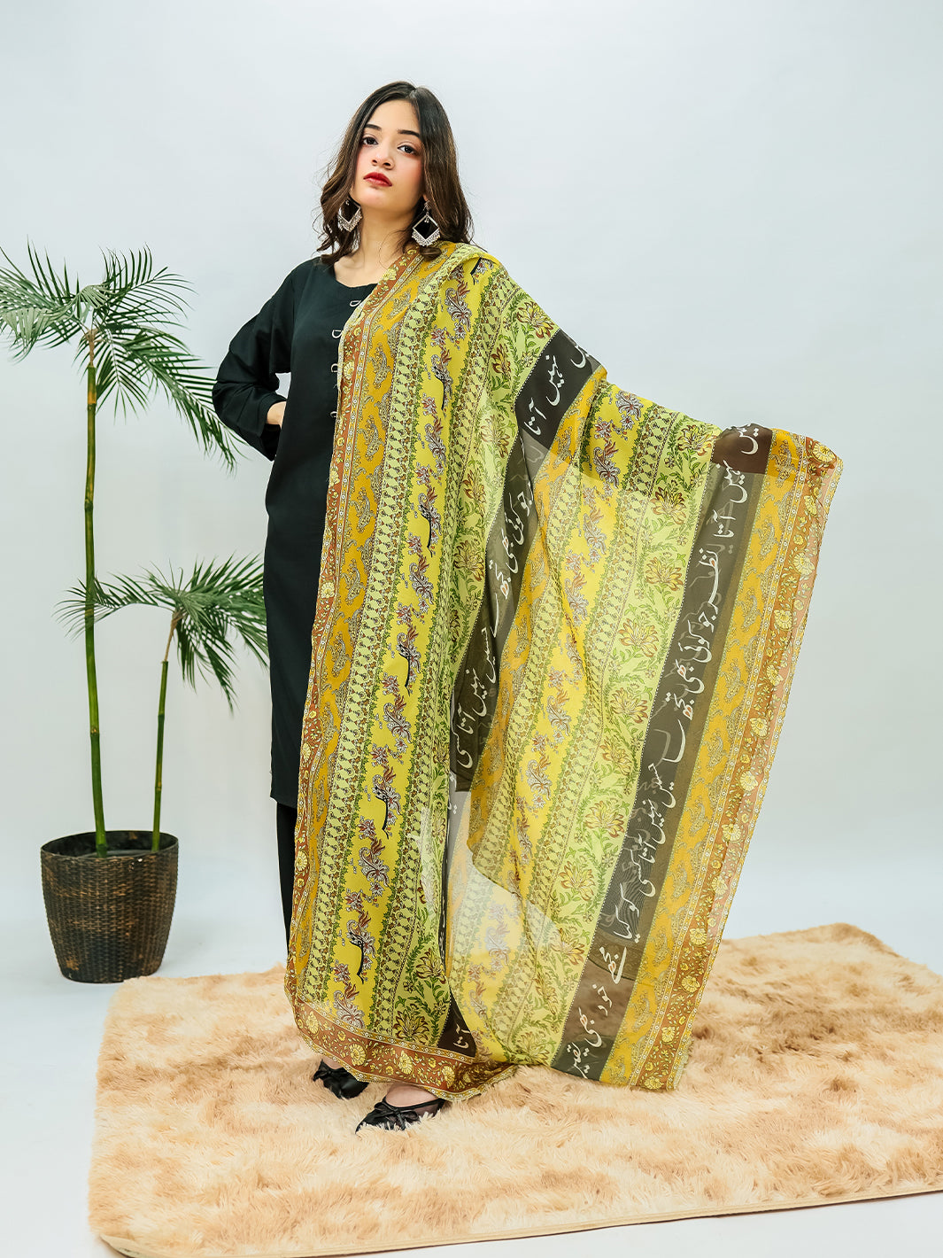 Phool Stripe  Premium Silk Dupatta (Light)