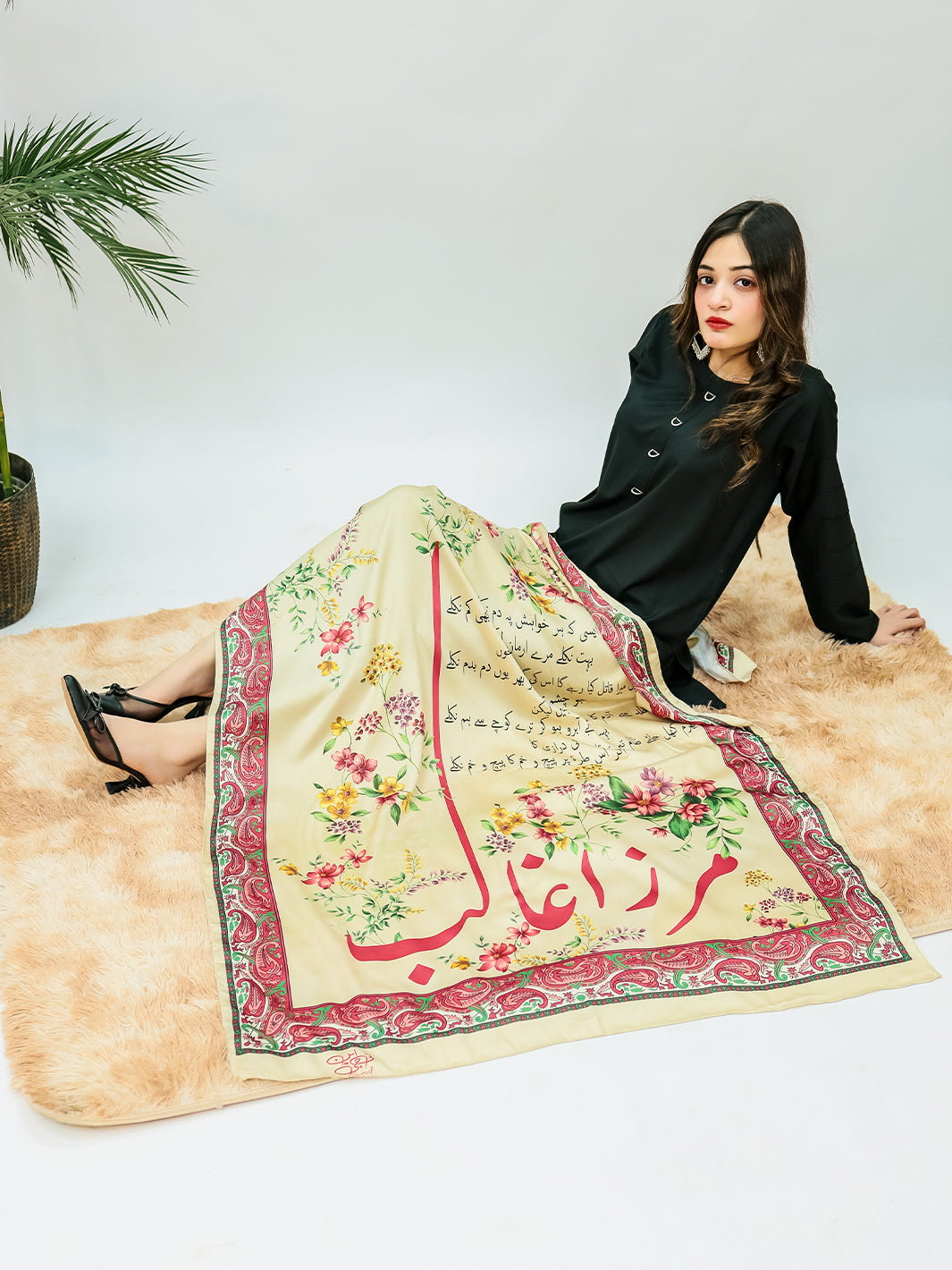 Phool Aur Ghalib Silk Dupatta (Skin)