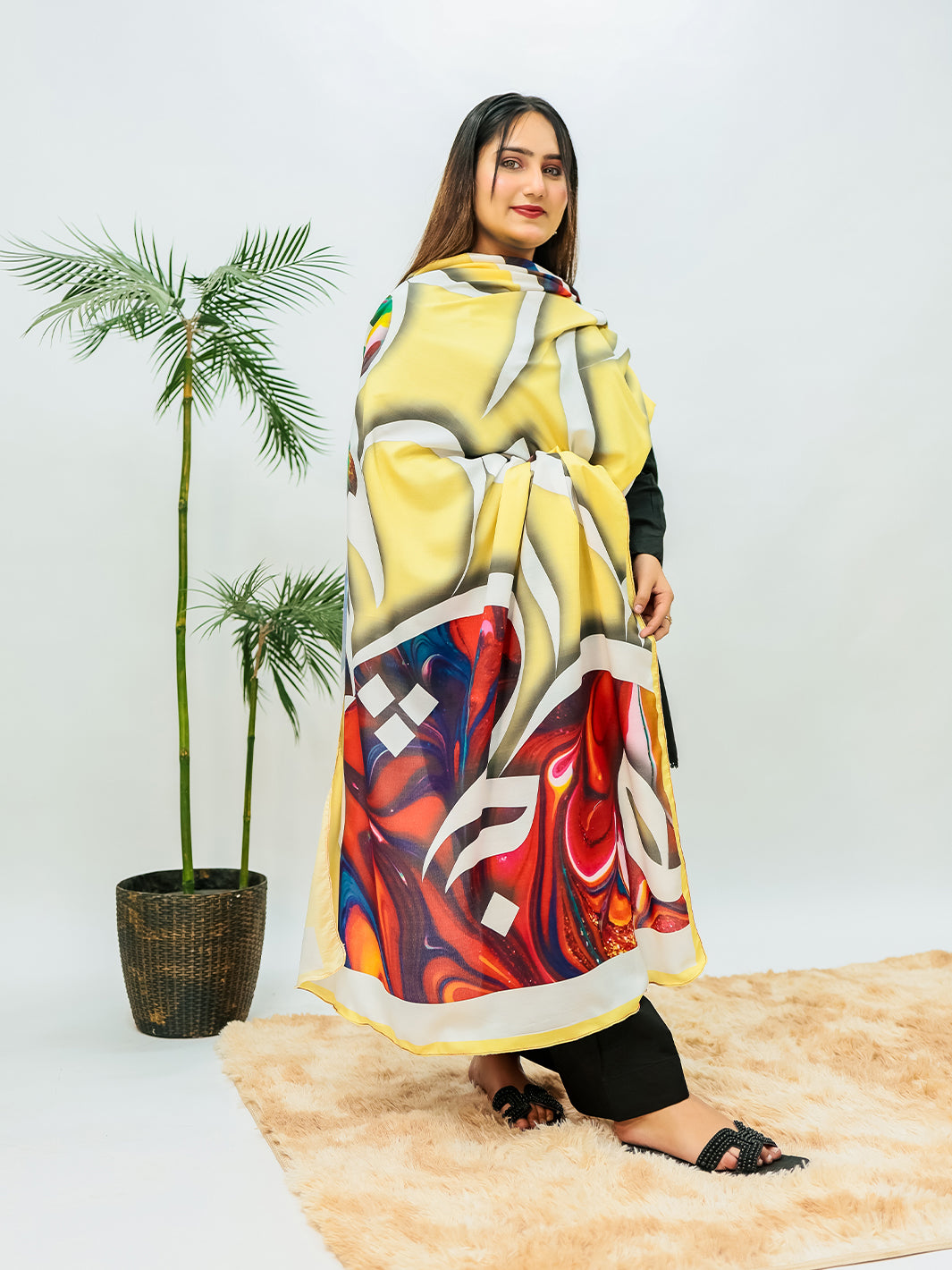 Gulzaar Voile Dupatta (Yellow)