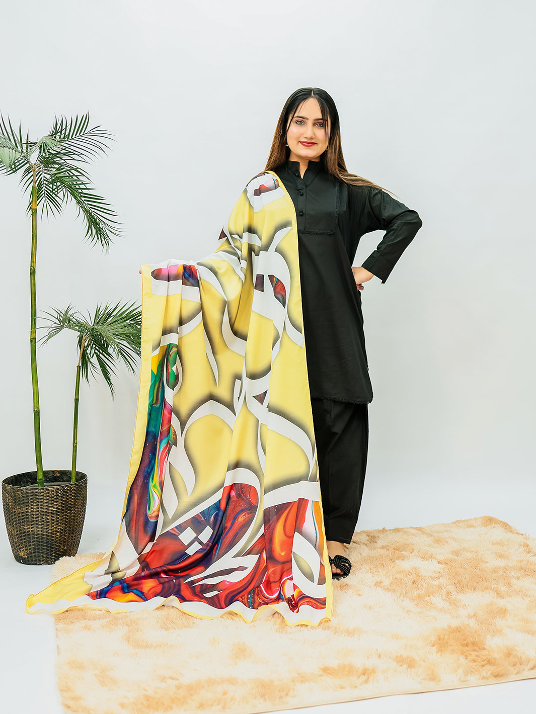 Gulzaar Voile Dupatta (Yellow)