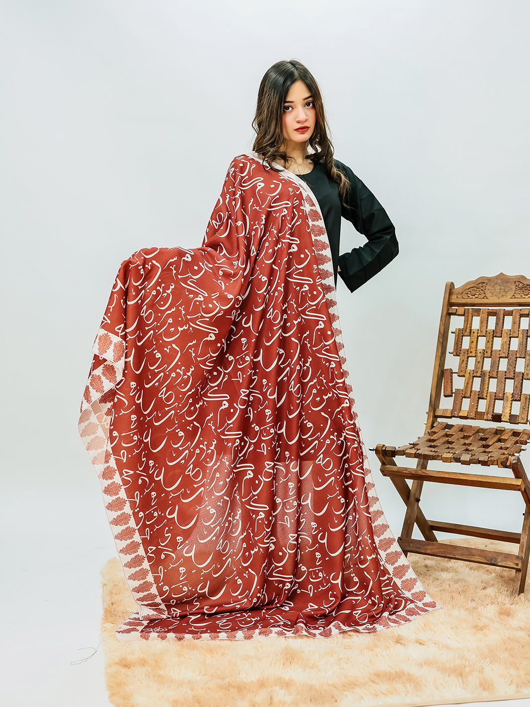 Be Qaida Voile Dupatta (Rust)