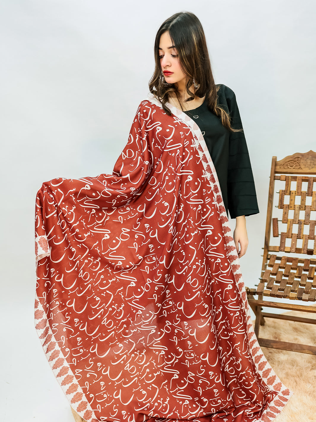 Be Qaida Voile Dupatta (Rust)