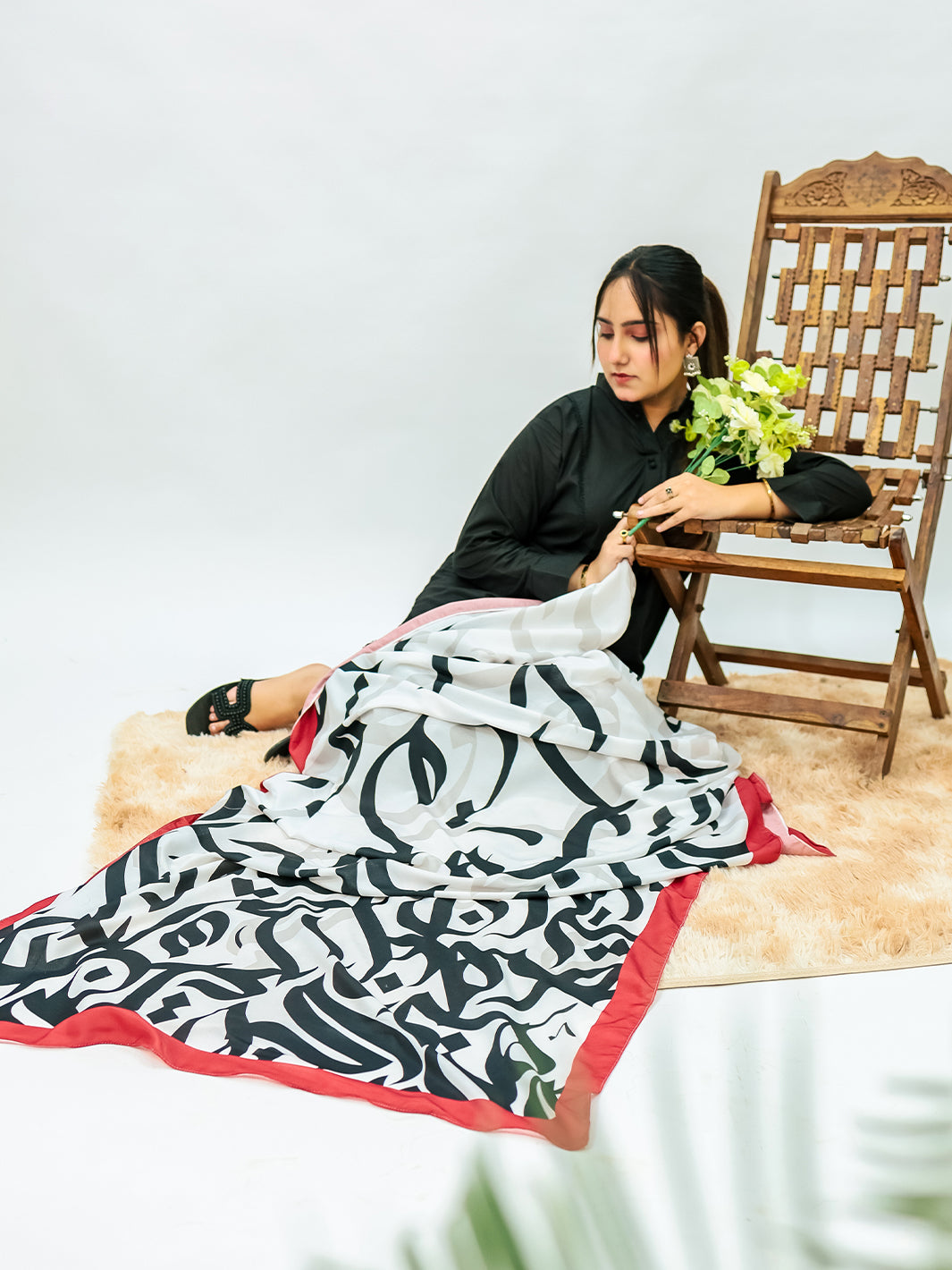 Huroof Voile Dupatta (White)