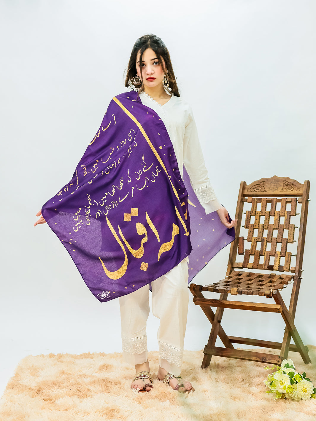 Iqbal Ka chand Stole (Purple)