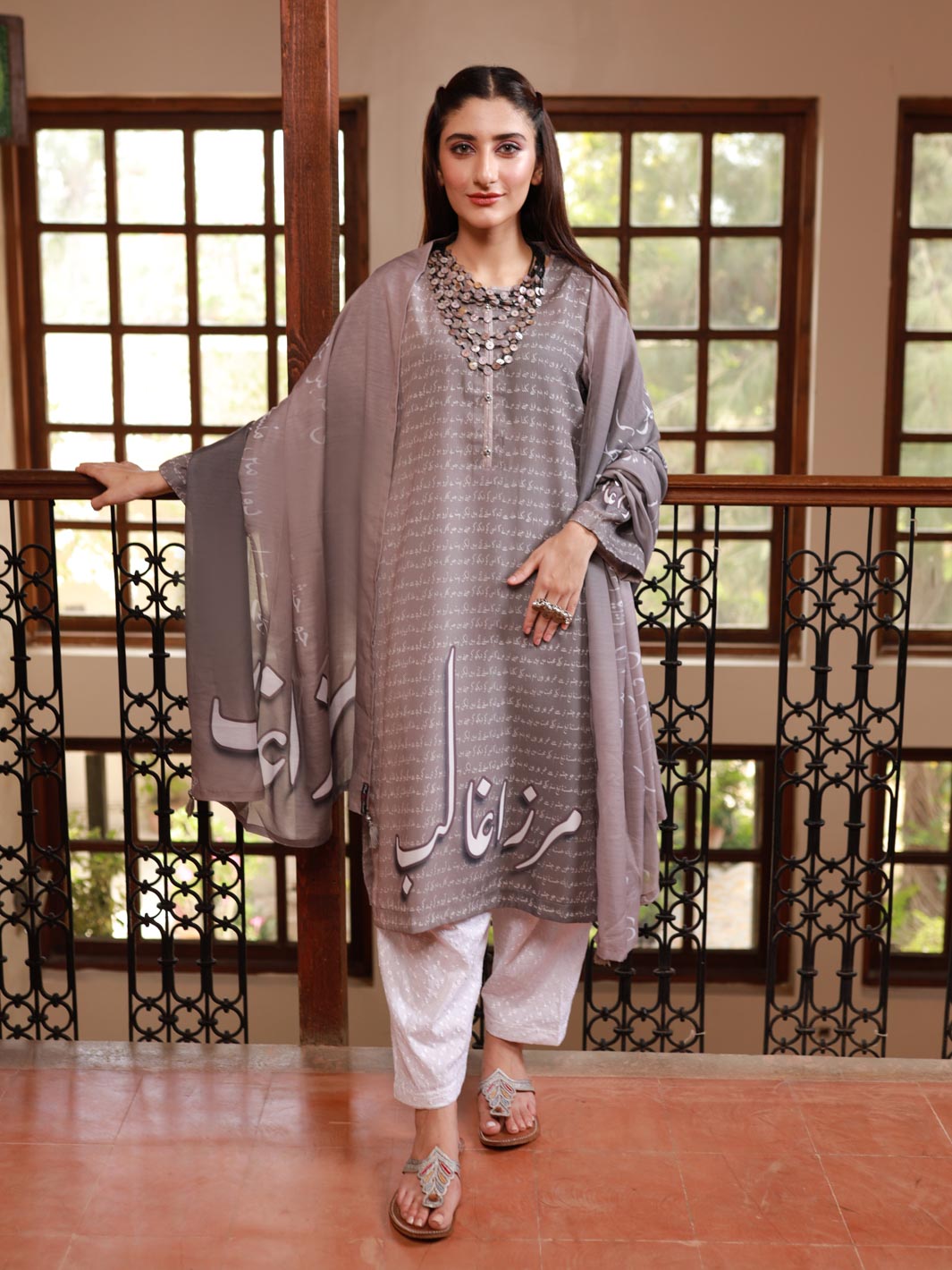 Mirza Ghalib  2 Piece (Grey)