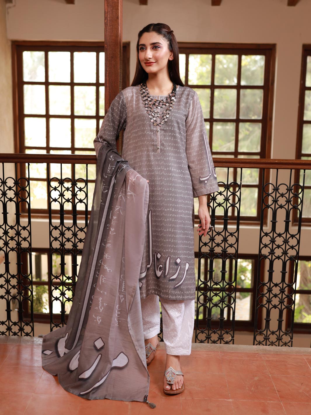 Mirza Ghalib  2 Piece (Grey)