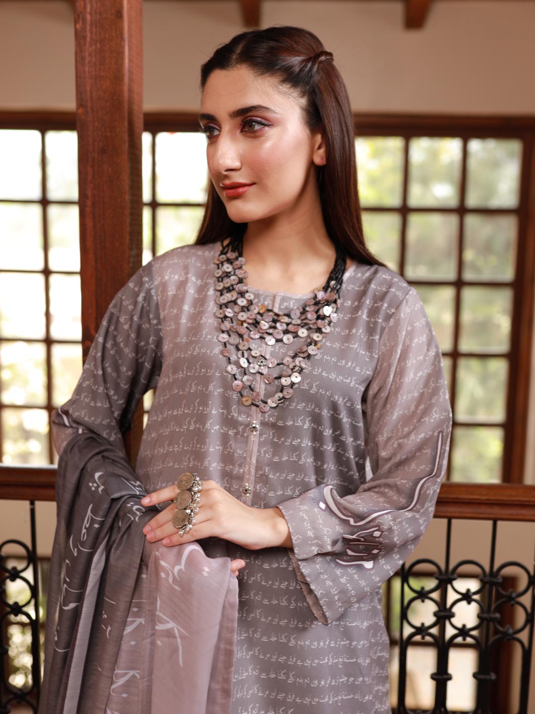 Mirza Ghalib  2 Piece (Grey)