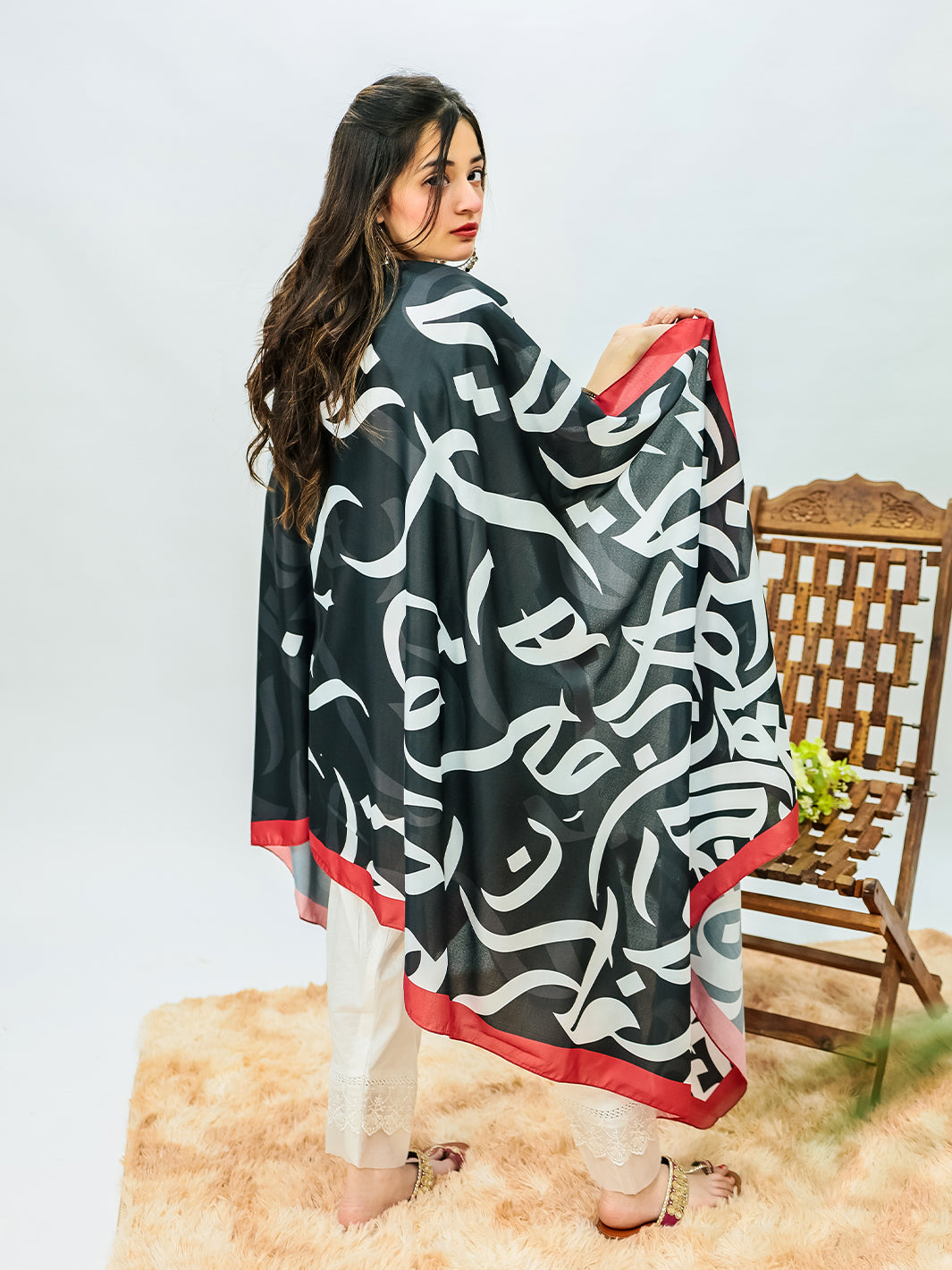 Huroof Voile Dupatta (Black)