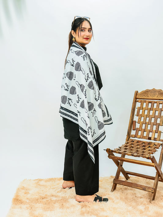 Jhumka Stole (White)