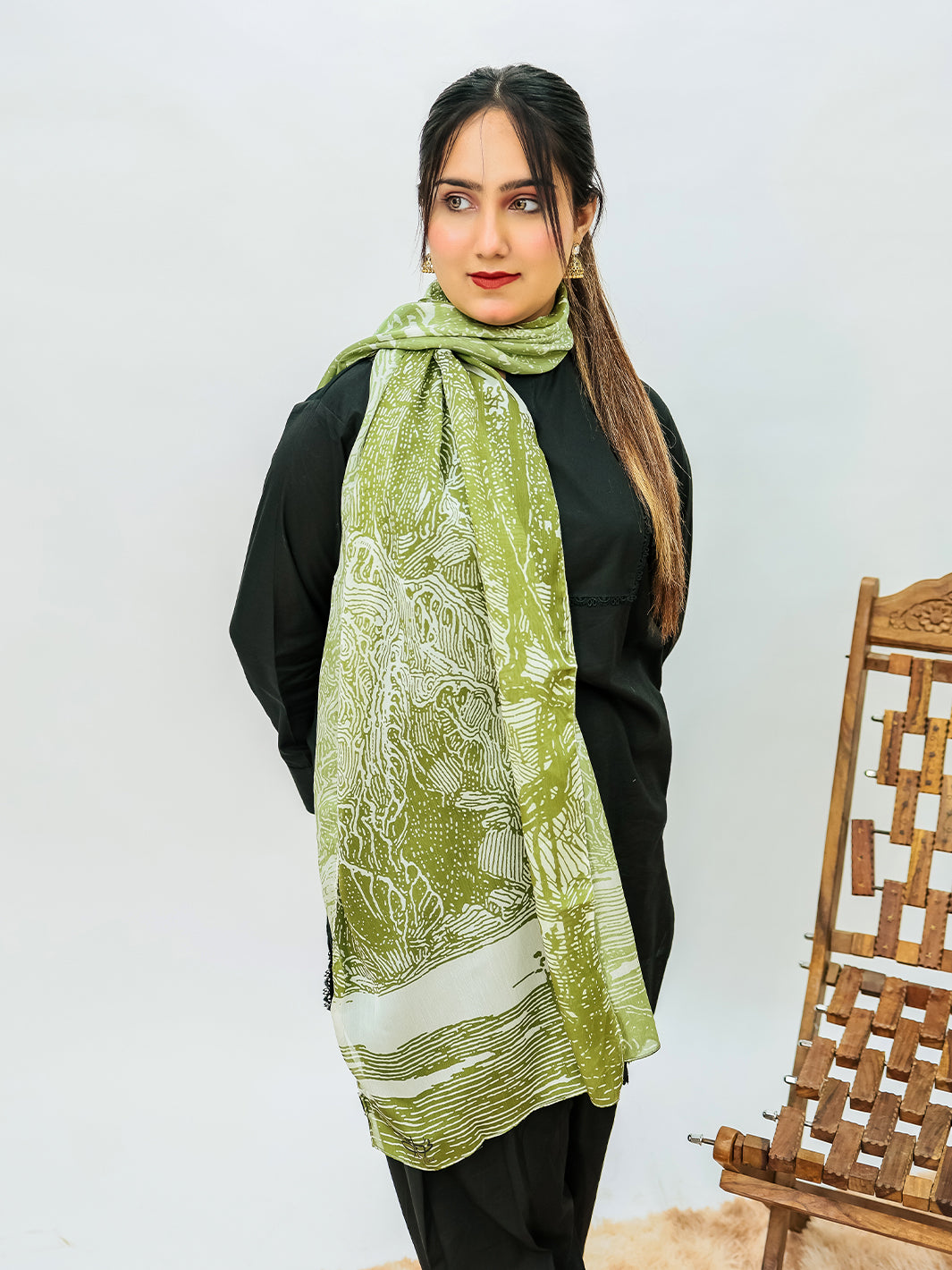 Forest silk Stole (Green)