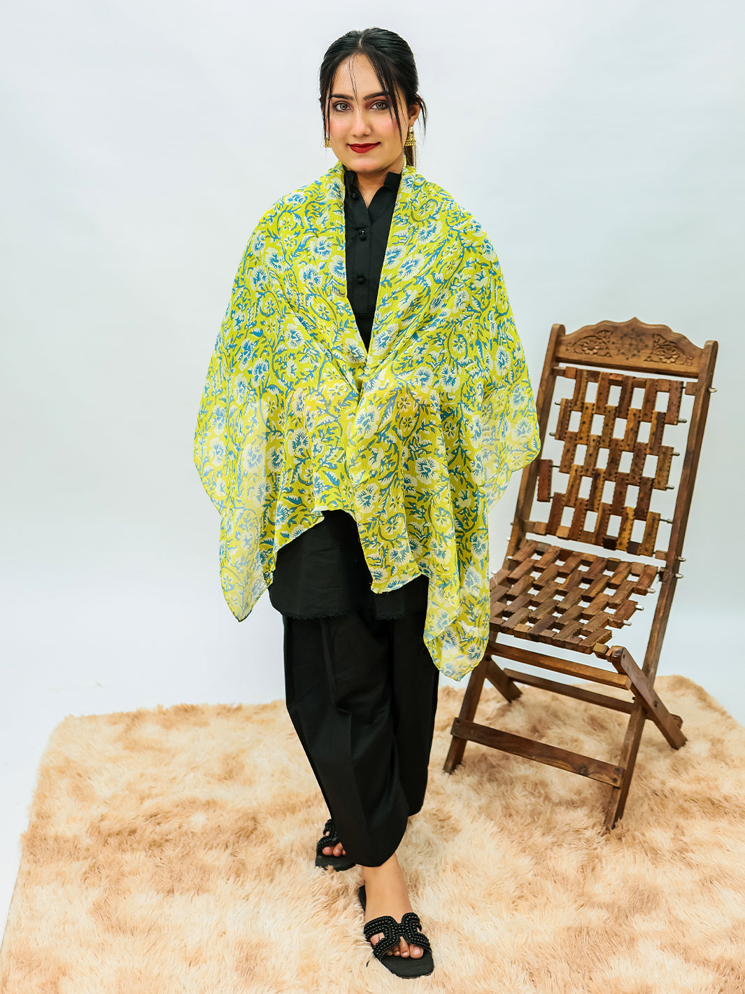 Orchids Floral Stole (Green)