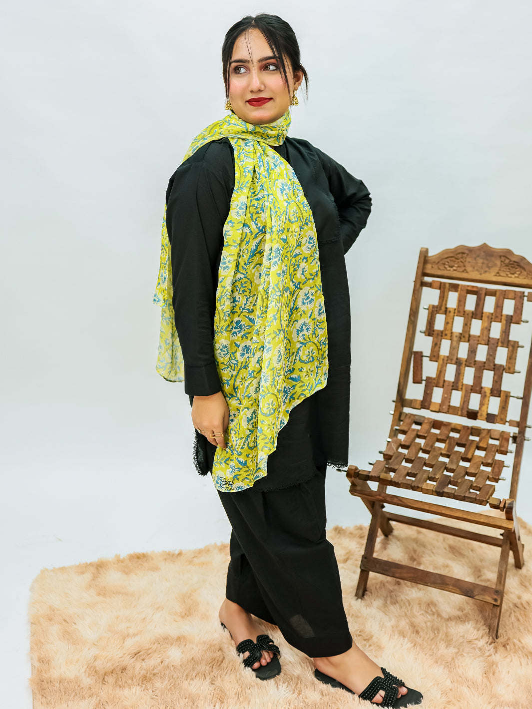 Orchids Floral Stole (Green)