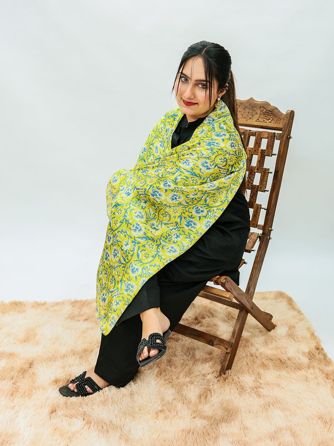 Orchids Floral Stole (Green)