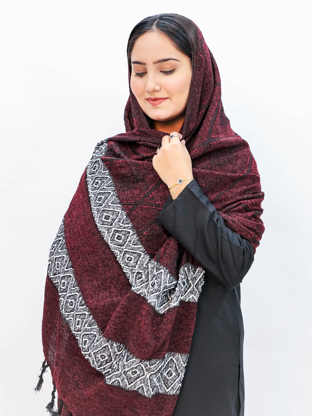 Wool  Mini Shawl (Maroon)