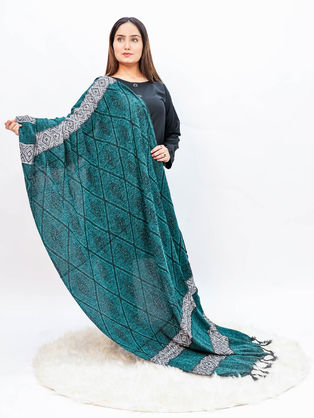 Wool Mini Shawl (Green)