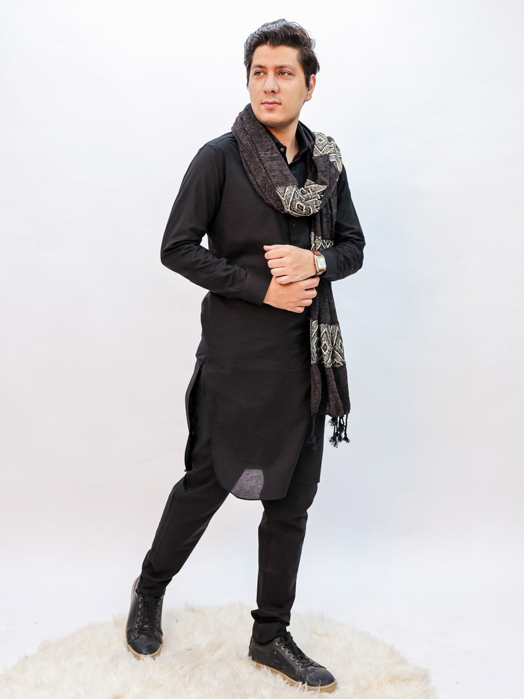 Wool Mini Shawl (Brown)