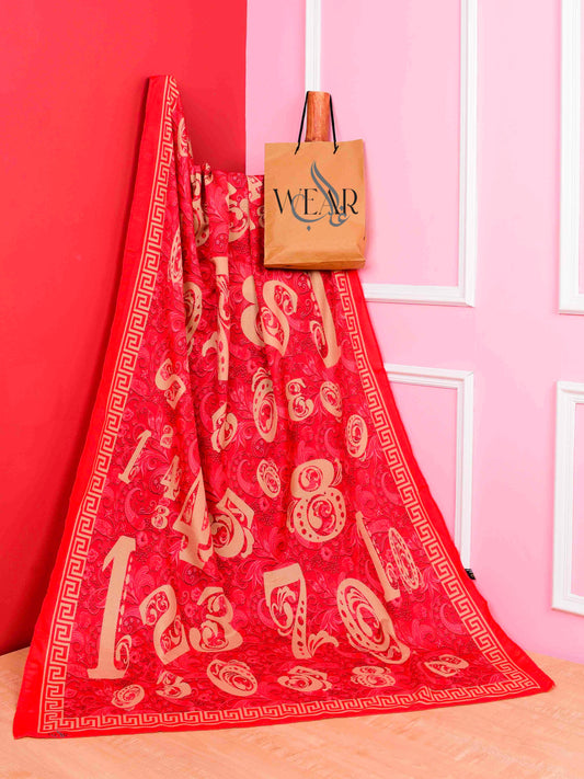 Numbers Dupatta (Pink)