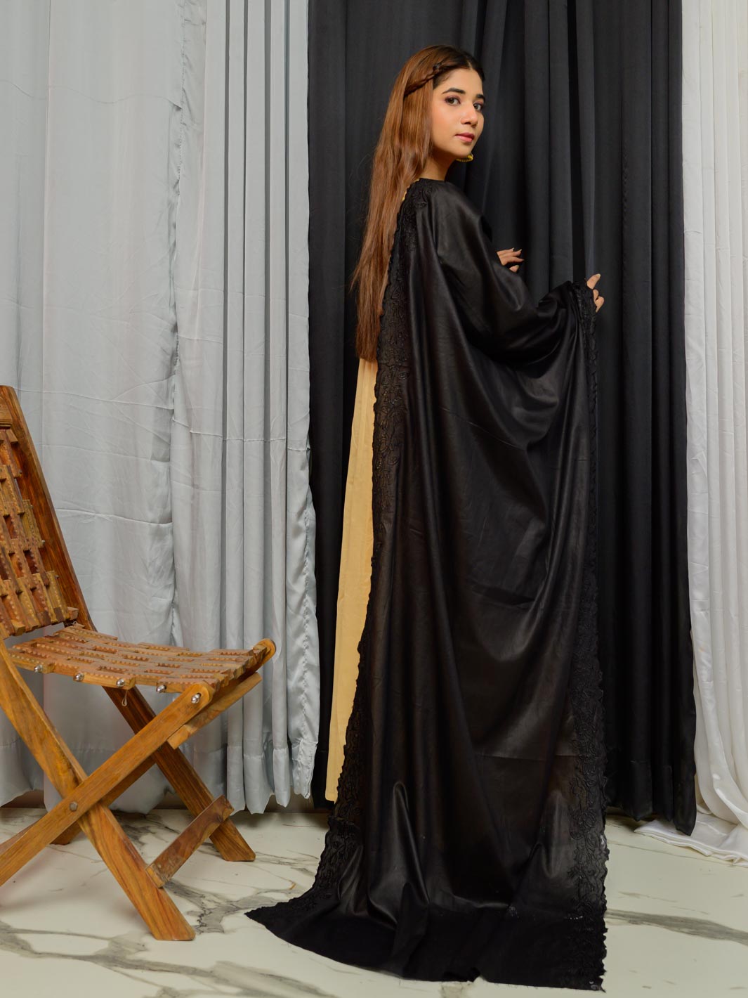 Pure Lawn Dupatta (Black 007)