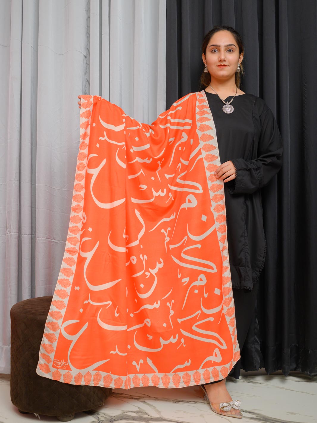 Huroof V2 Dupatta (orange)