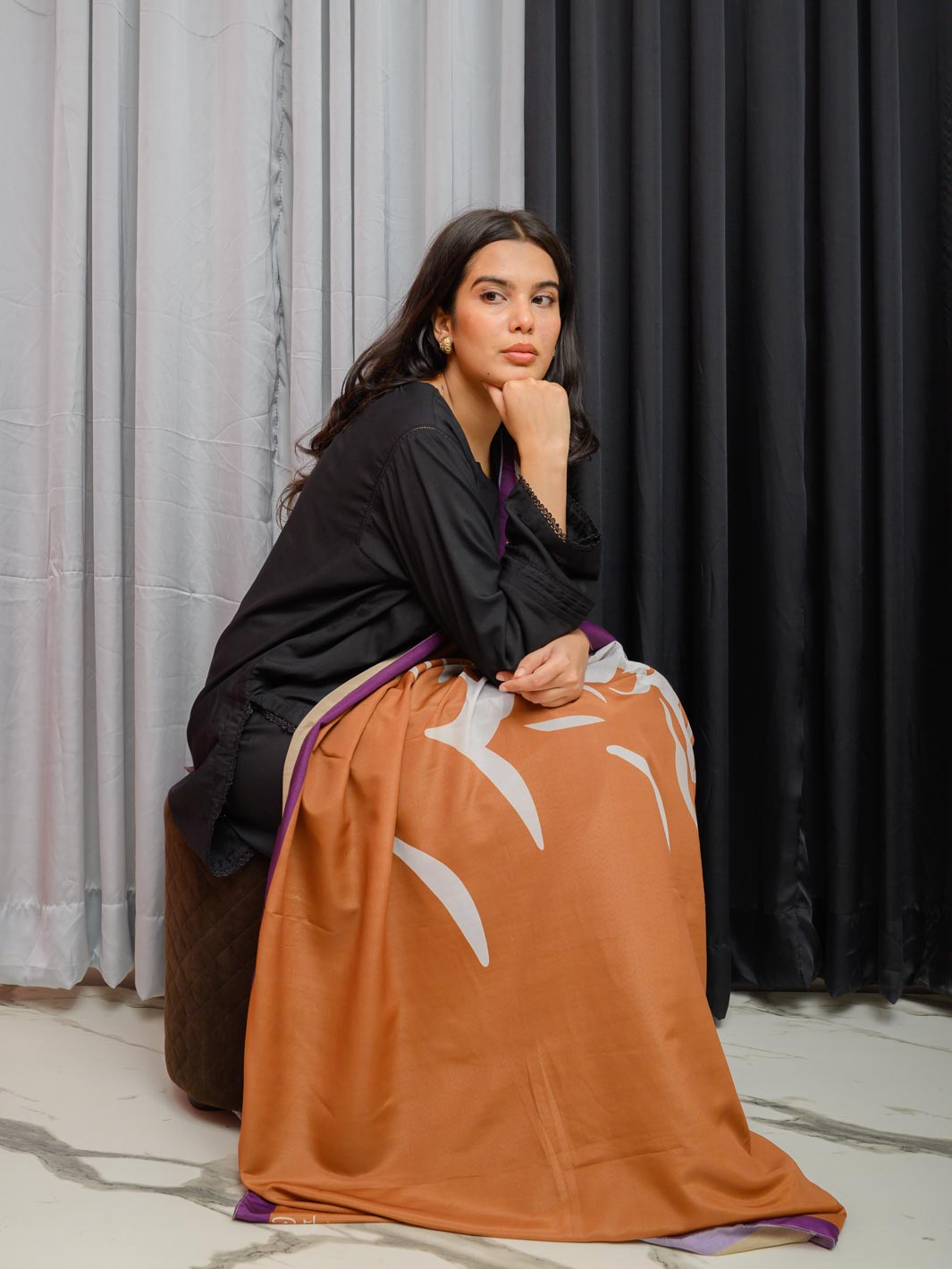 Tadrees Dupatta (Rust)