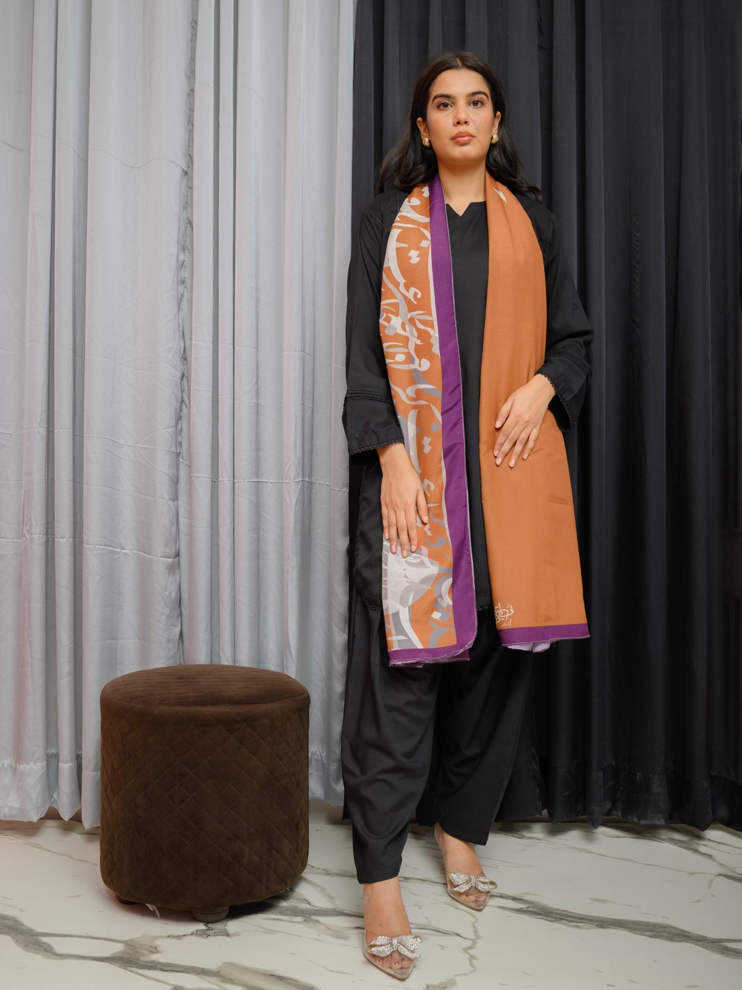 Tadrees Dupatta (Rust)