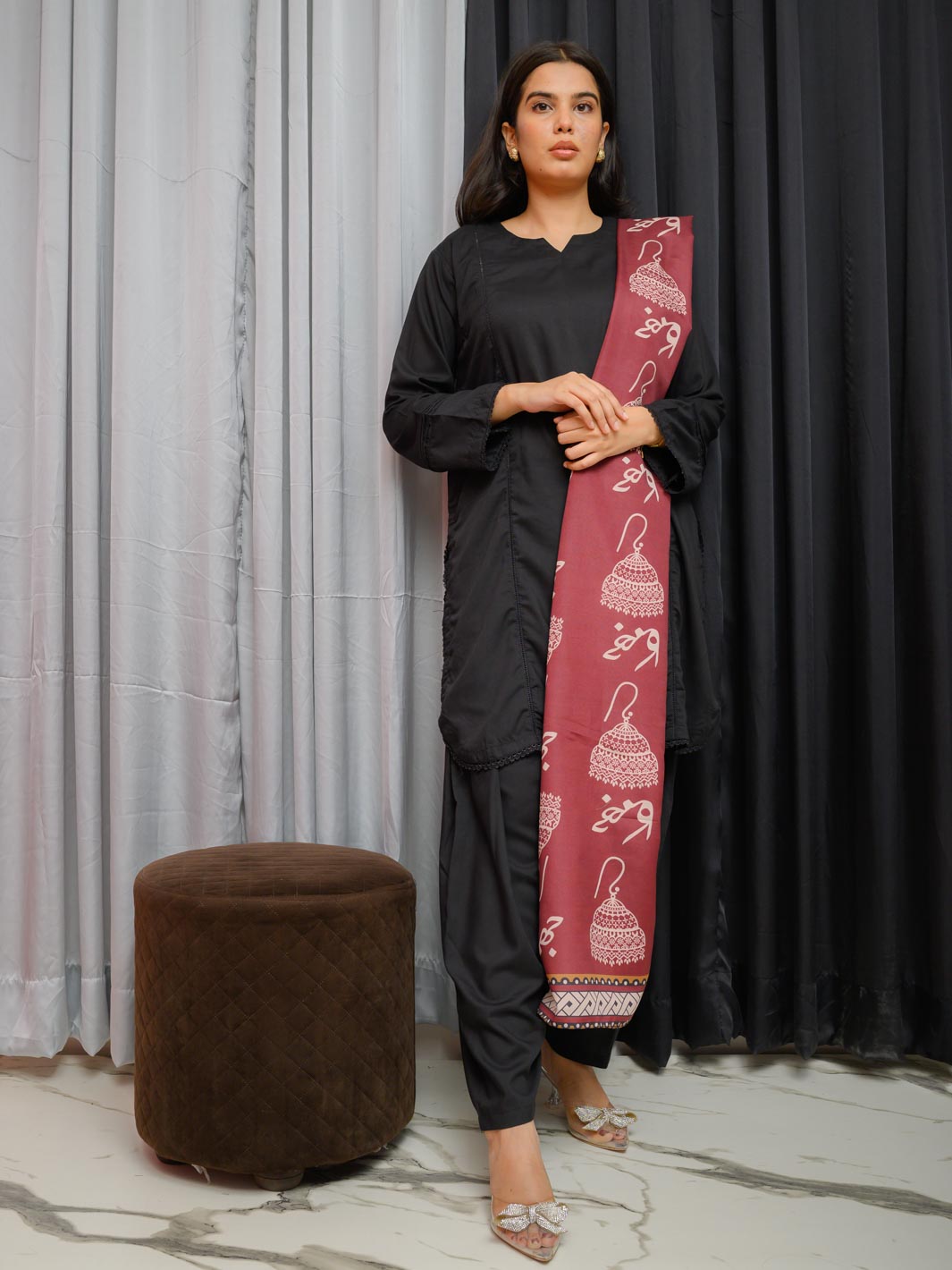 Jhumka Dupatta (Mroon)