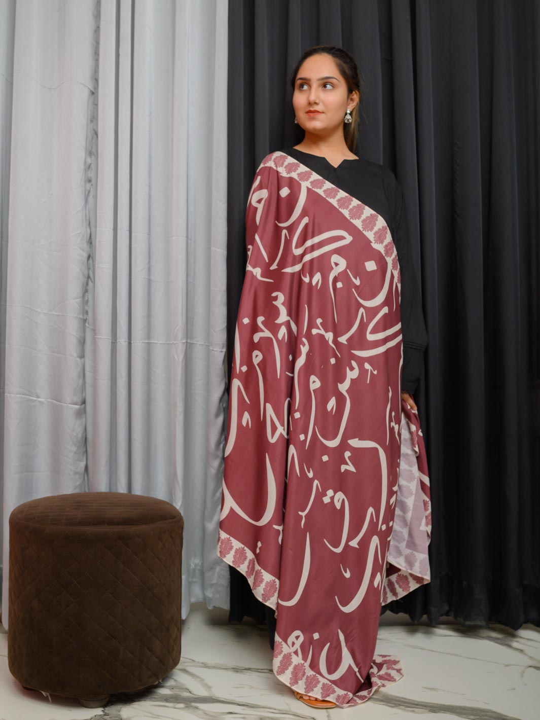 Huroof V2  Dupatta (Maroon)