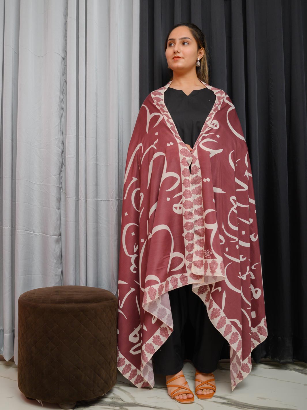 Huroof V2  Dupatta (Maroon)