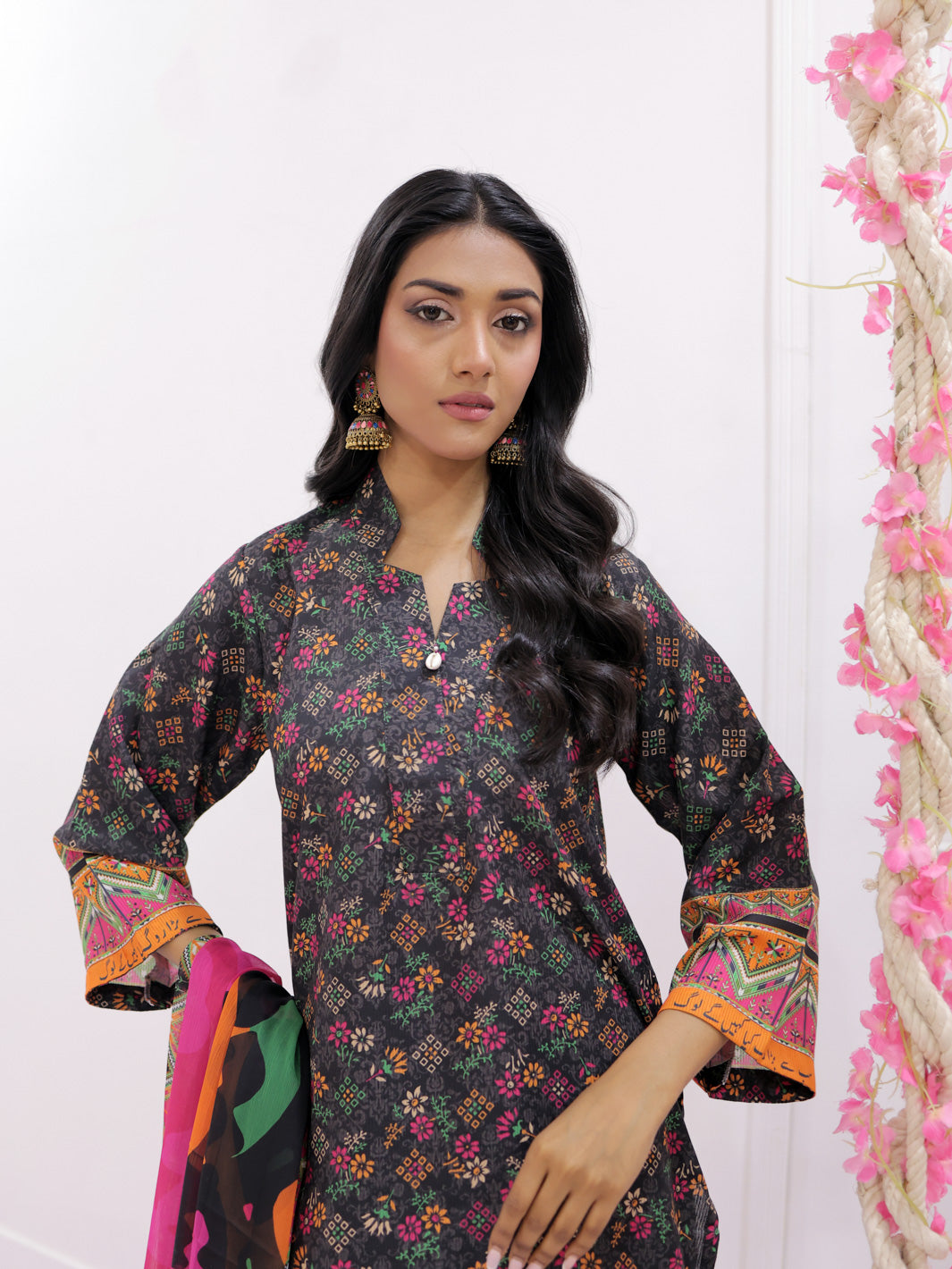 Urooj Stitched 3 Piece (Black)