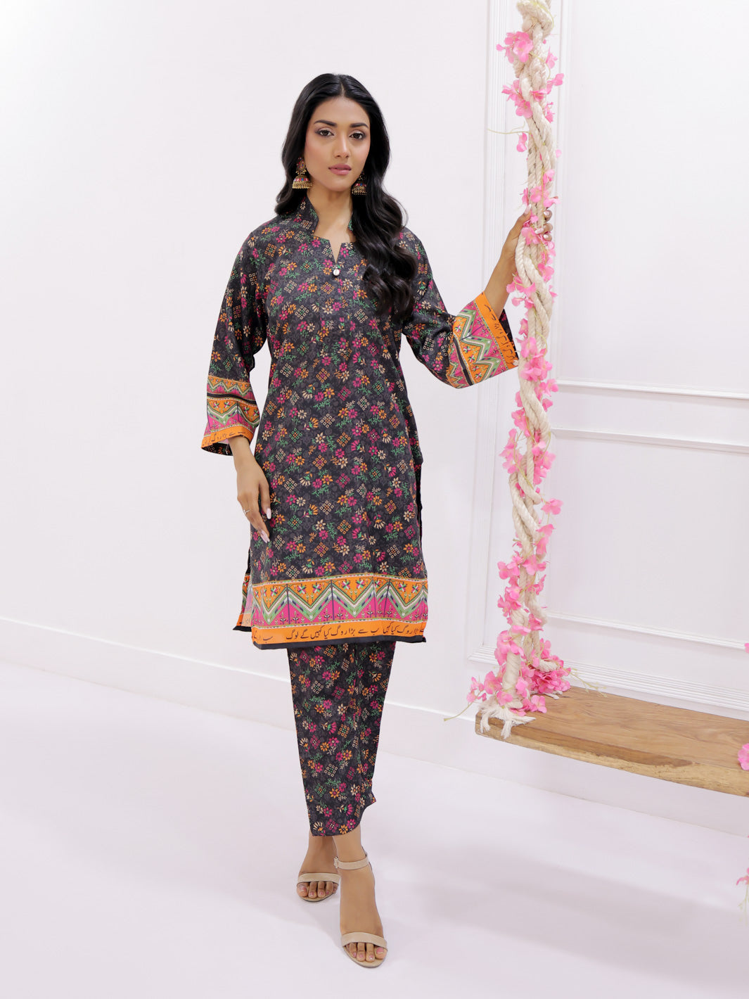 Urooj Stitched 3 Piece (Black)