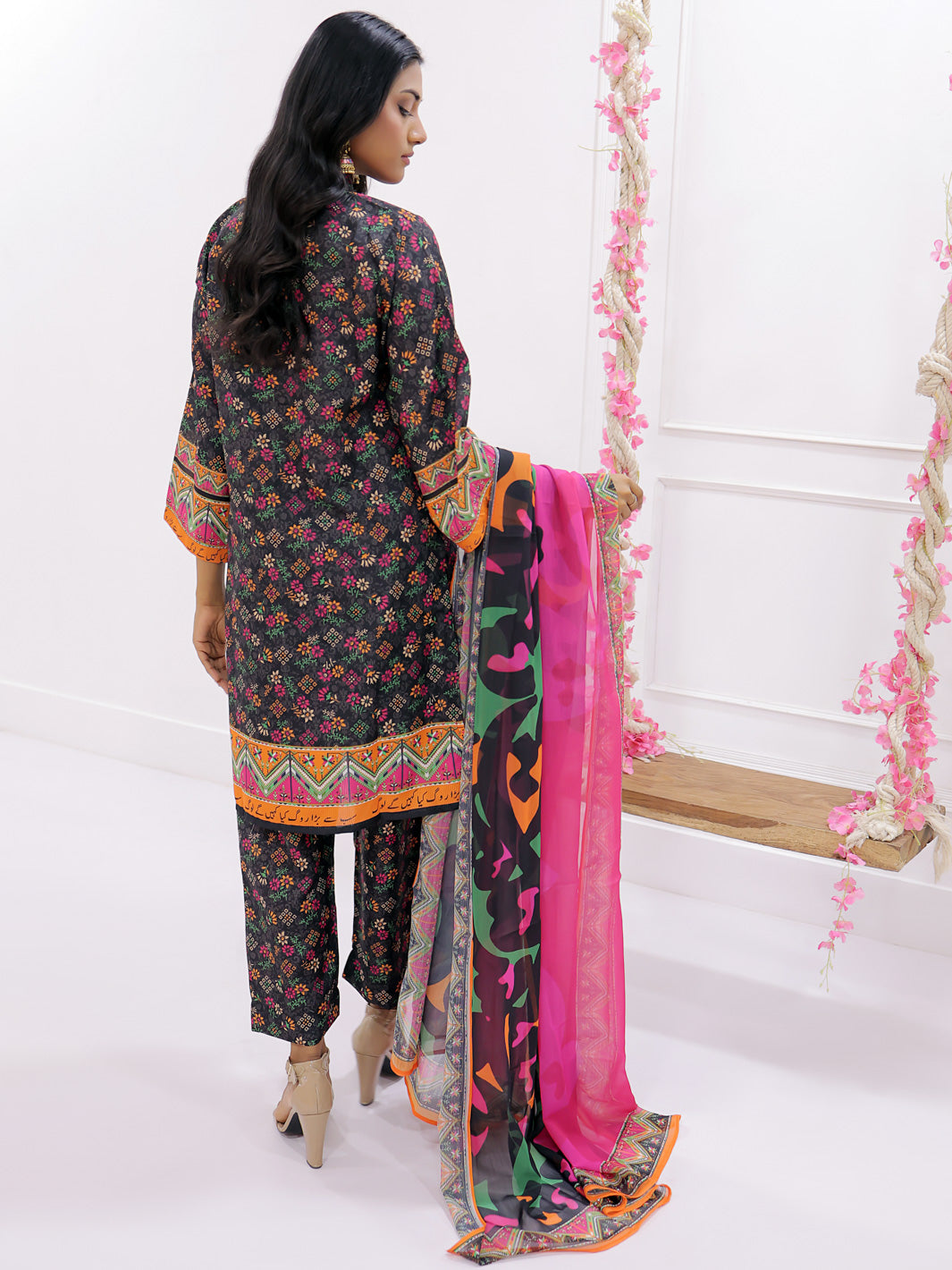 Urooj Stitched 3 Piece (Black)
