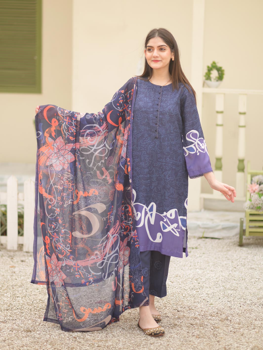 Khushi Stitched 3 Pc (Blue)