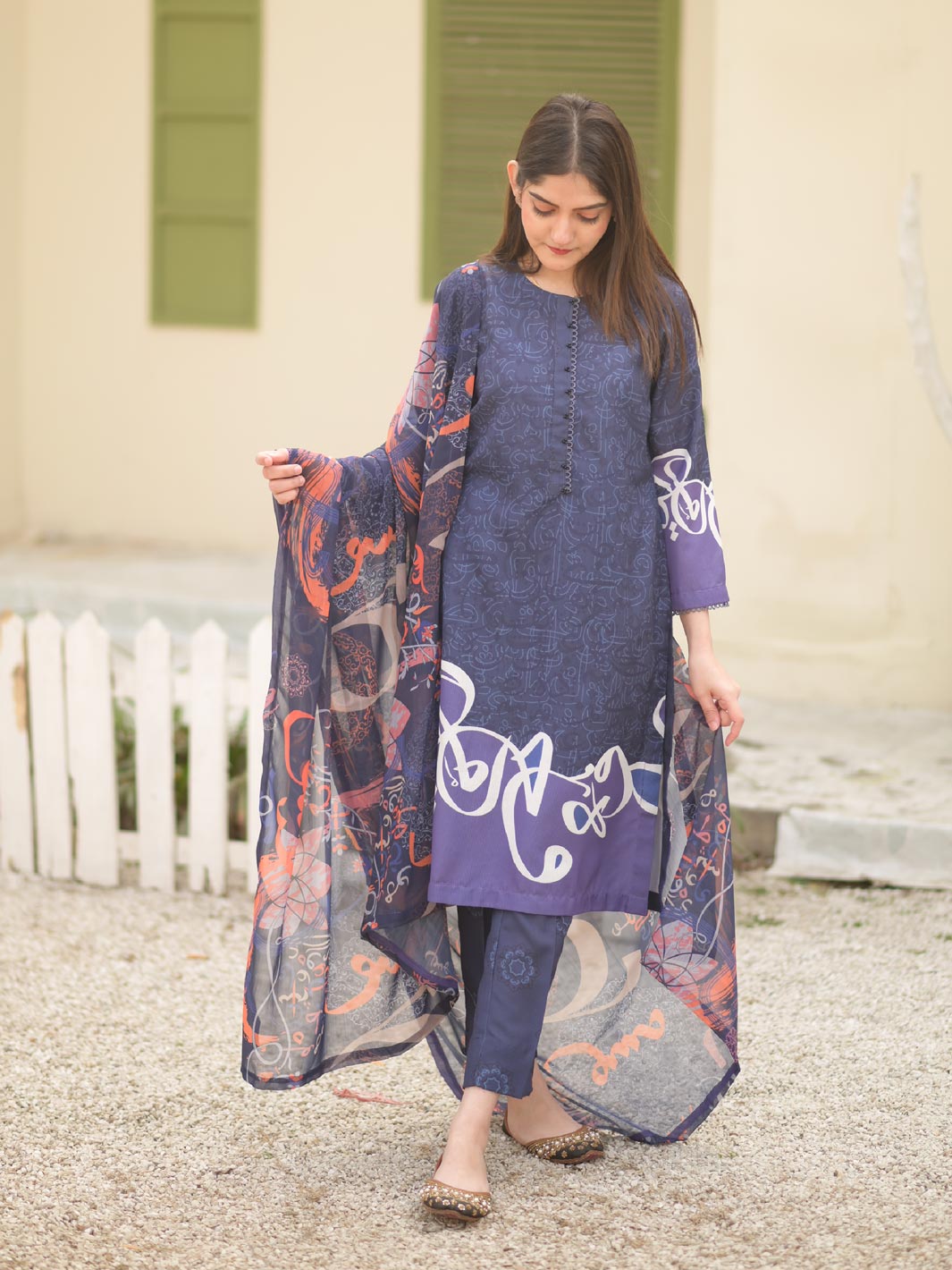 Khushi Stitched 3 Pc (Blue)