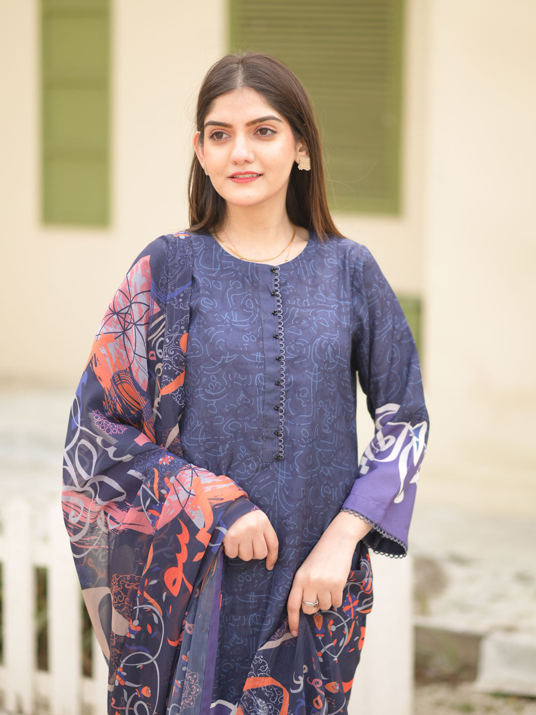 Khushi Stitched 3 Pc (Blue)