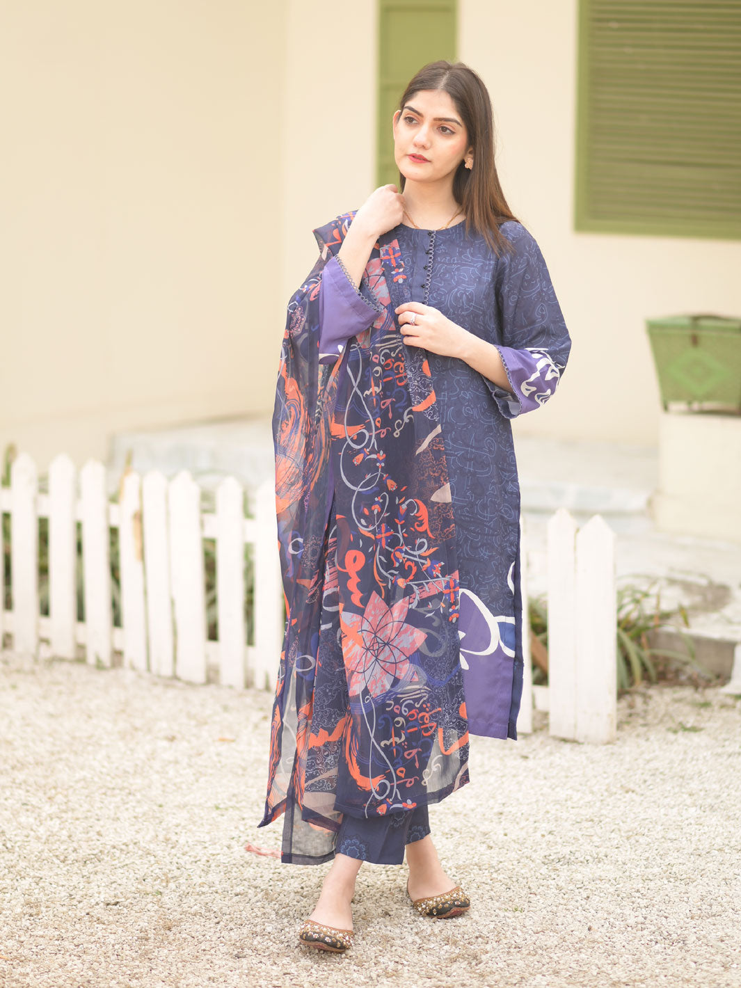 Khushi Stitched 3 Pc (Blue)