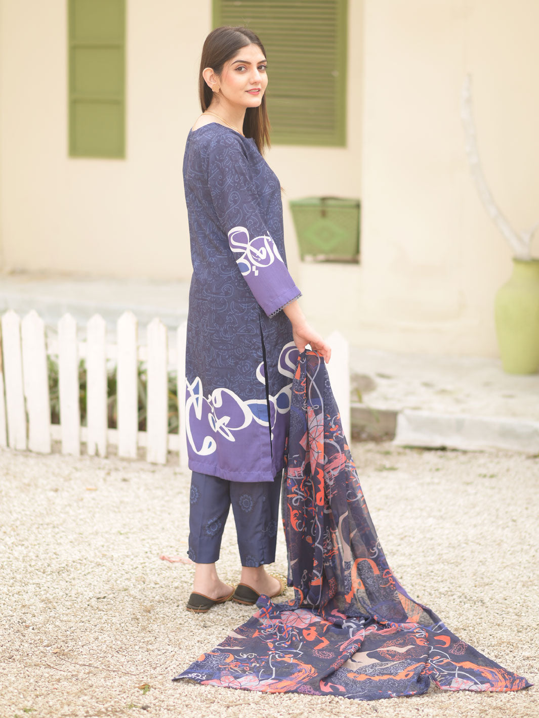 Khushi Stitched 3 Pc (Blue)