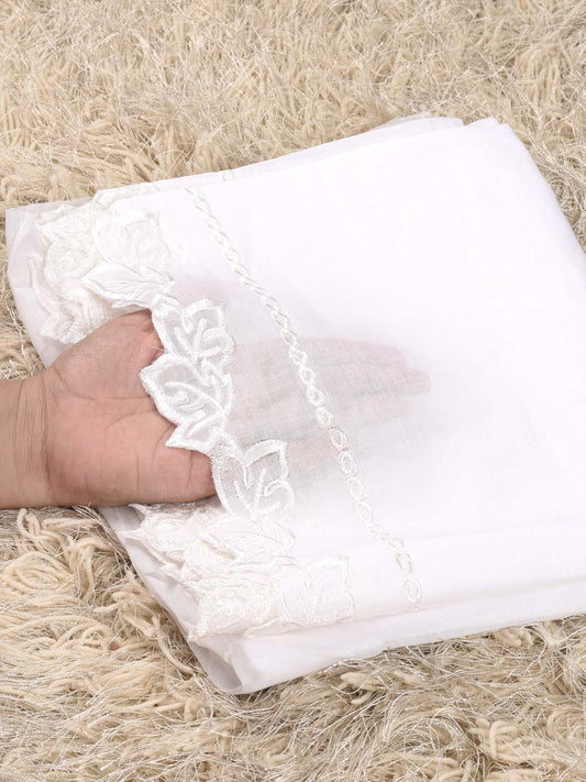 Pure Lawn  Cutwork Dupatta (White 005)