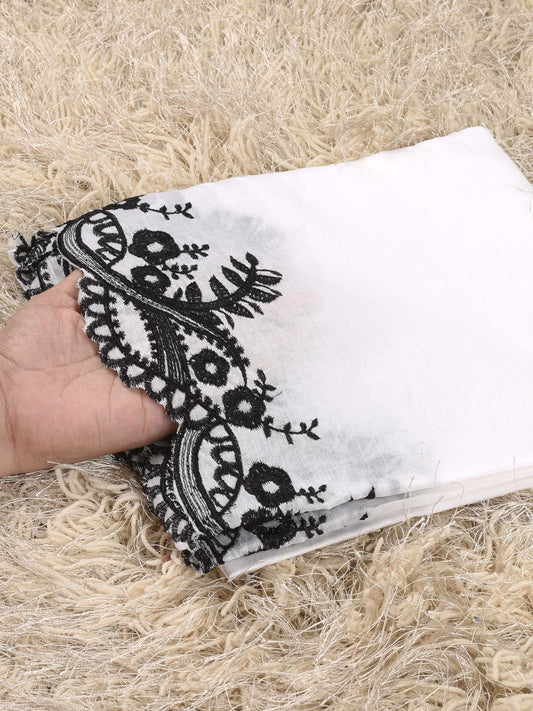 Pure Lawn  Cutwork Dupatta (White&Black 006)