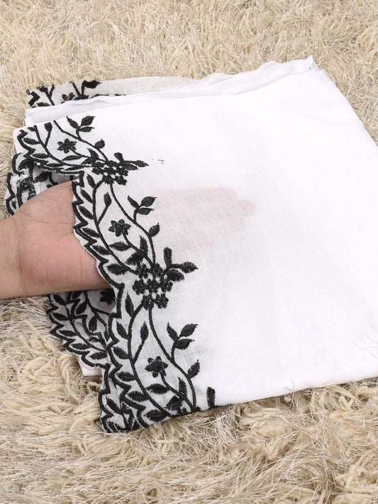 Pure Lawn  Cutwork Dupatta (White&Black 007)