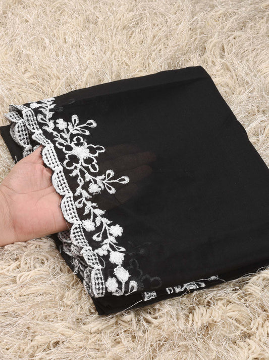 Pure lawn Cutwork Dupatta (Black&White 002)