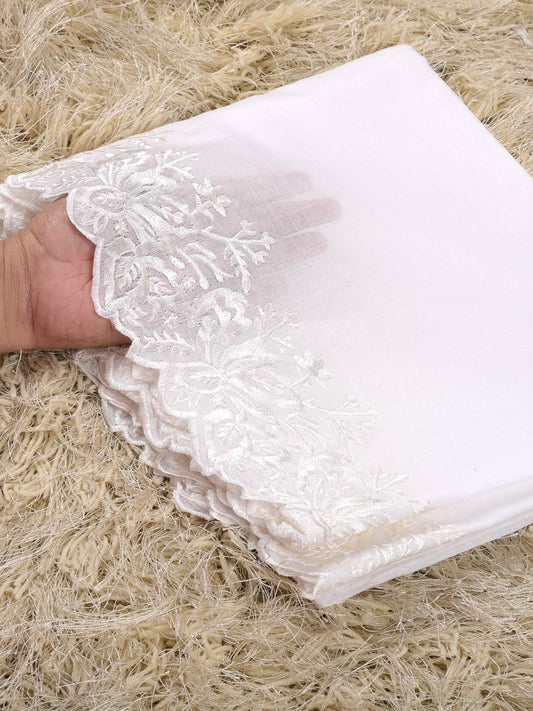 Pure Lawn  Cutwork Dupatta (White 010)