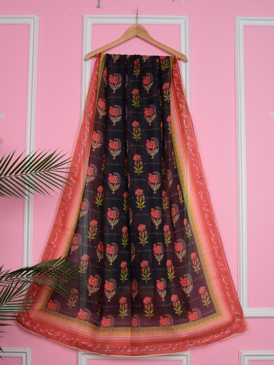 Khudse Premium Silk Dupatta(Black)