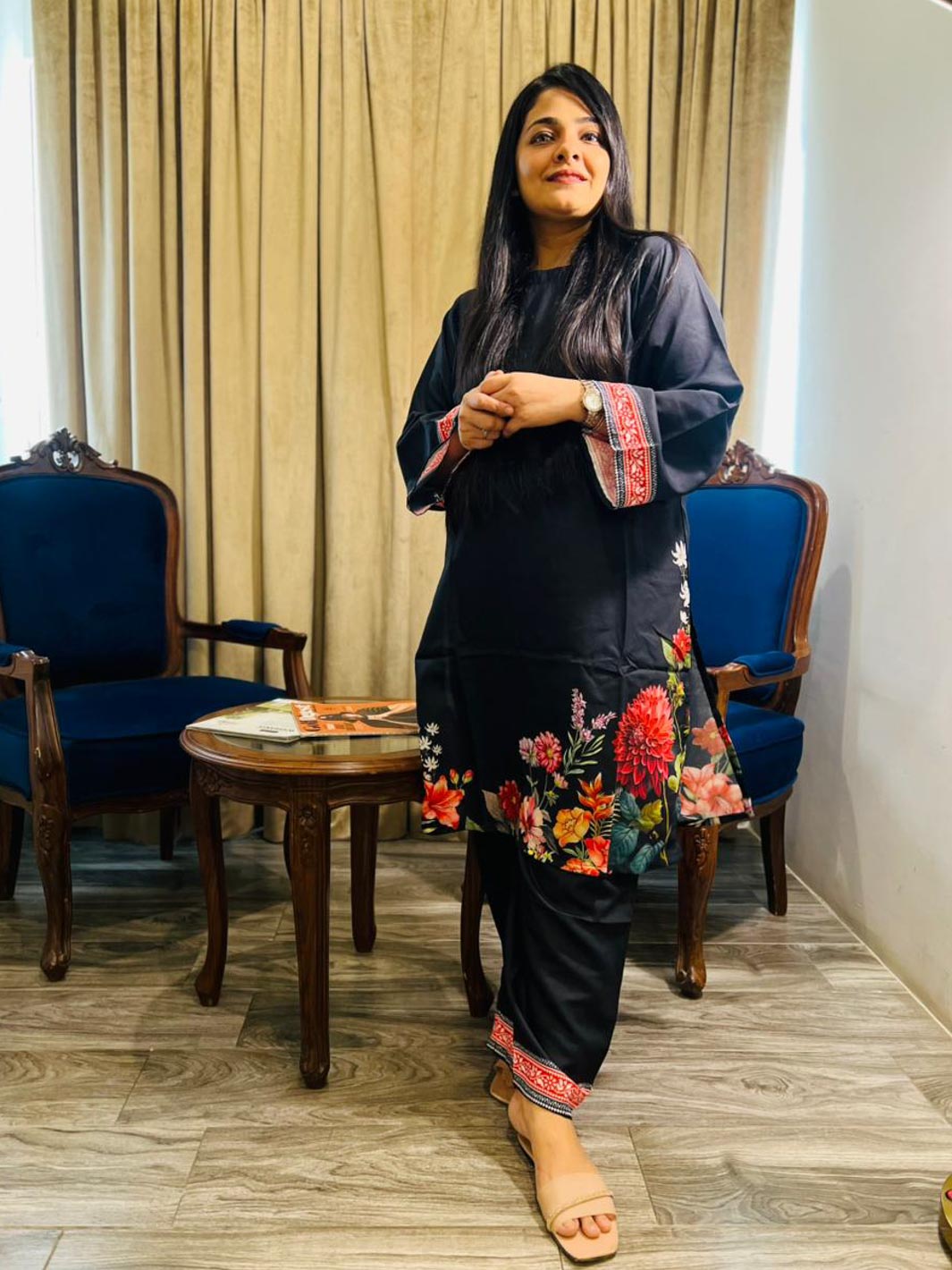 Banafshan Co-Ord Set (Midnight Black)